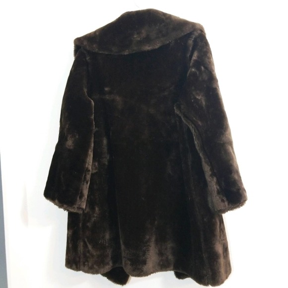 Vintage 60s 70s dbl brst chocolate faux fur coat - Picture 8 of 10